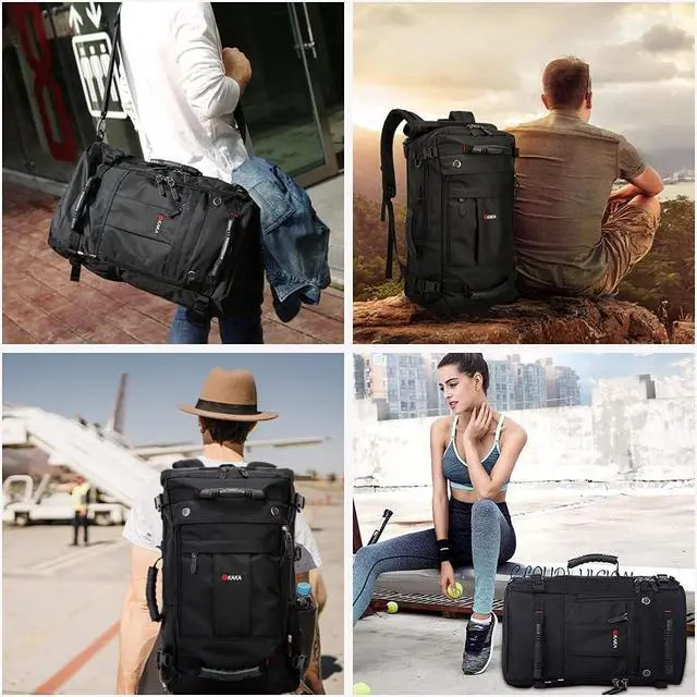 Alt view image 7 of 7 - KAKA Travel Backpack,Carry-On Bag Water Resistant Flight Approved Weekender duffle backpack Rucksack Daypack for Men Women (Black upgrade)