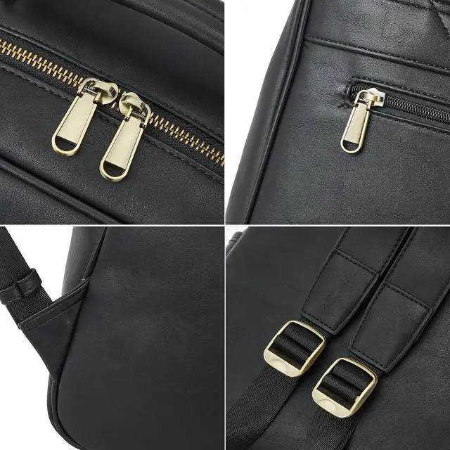 Alt view image 5 of 7 - Telena Leather Laptop Backpack for Women College Casual 15.6 inch Work Computer Bag Black