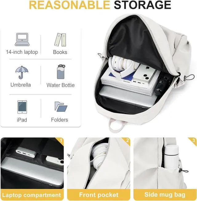 Alt view image 3 of 6 - weradar Aesthetic College Backpack For Women Men,Fashion Student Bookbag,Classic High School Backpack For Teens