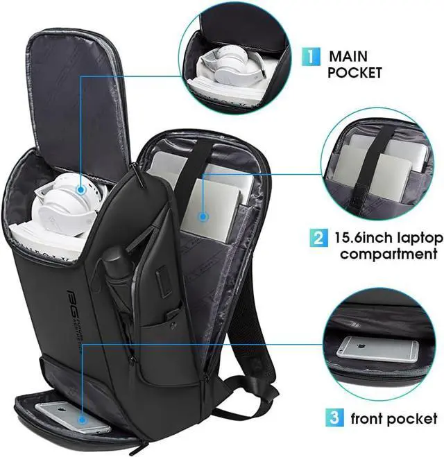 Alt view image 3 of 7 - FUTURE AESTHEICS Business Laptop Smart backpack Can Hold 15.6 Inch Laptop Commute Backpack Carry on bag for men and women