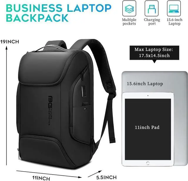 Alt view image 2 of 7 - FUTURE AESTHEICS Business Laptop Smart backpack Can Hold 15.6 Inch Laptop Commute Backpack Carry on bag for men and women