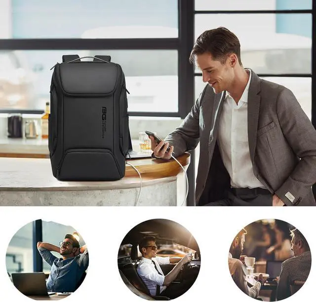 Alt view image 7 of 7 - FUTURE AESTHEICS Business Laptop Smart backpack Can Hold 15.6 Inch Laptop Commute Backpack Carry on bag for men and women