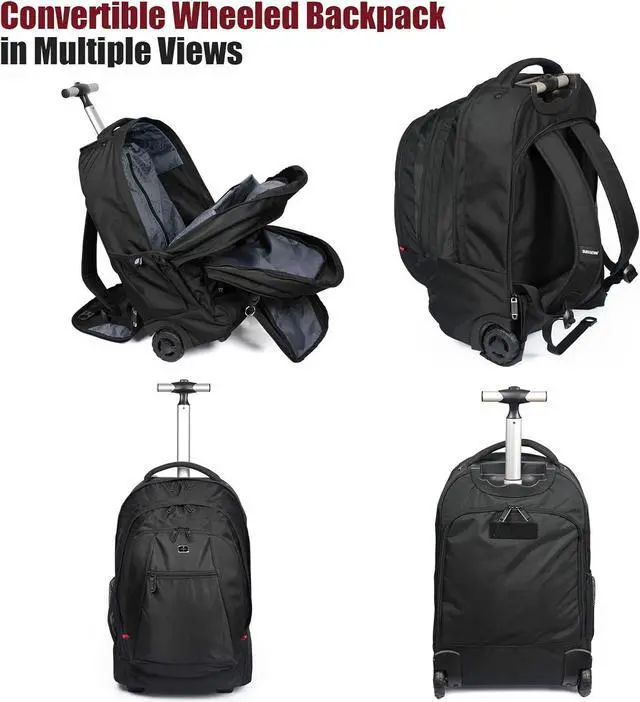 Alt view image 5 of 6 - star cloud 21x14 x8 Rolling Backpack For Adults With wheel, Durable Wheeled Backpack With 17" Laptop Sleeve,Travel Carry on Backpack with Wheel for Convenience