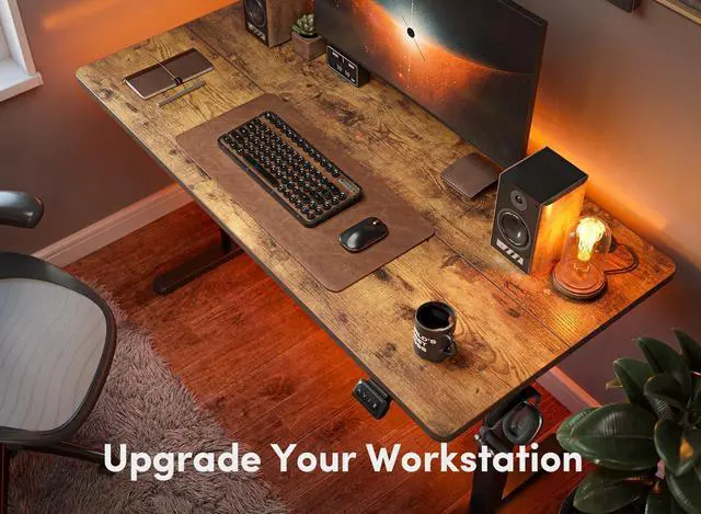 Alt view image 4 of 7 - FEZIBO Electric Standing Desk, 60 x 24 Inches Height Adjustable Stand up Desk, Sit Stand Home Office Desk, Computer Desk, Rustic Brown