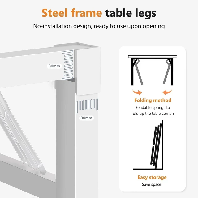 Alt view image 5 of 7 - DlandHome 62 Inch Large Folding Computer Desk, Fully Assembled, White