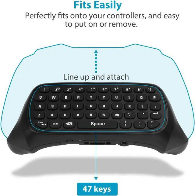 Alt view image 3 of 7 - MoKo Green Backlight Keyboard for Xbox One Controller, Xbox Series X/S, Wireless Gaming Chatpad Keypad with USB Receiver&3.5mm Audio Jack, Xbox Accessories for Xbox One/One S/Elite/2 Controller, Black