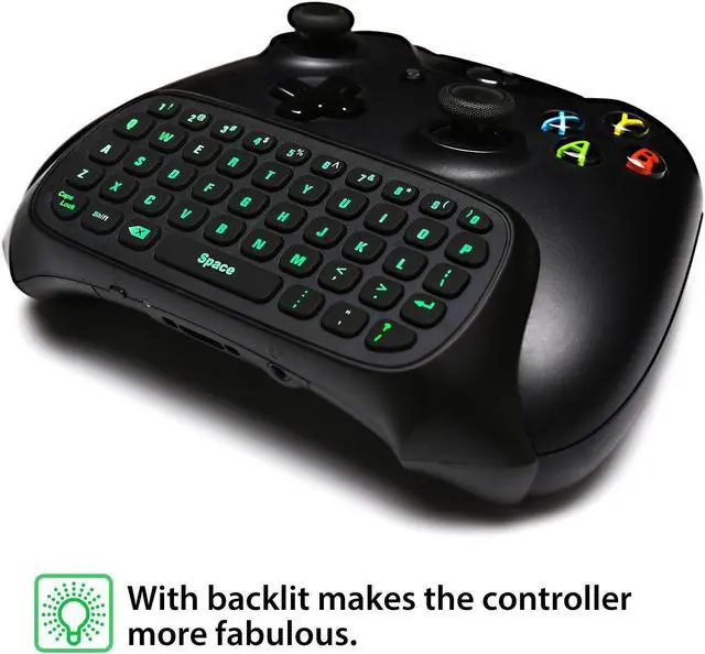 Alt view image 5 of 7 - MoKo Green Backlight Keyboard for Xbox One Controller, Xbox Series X/S, Wireless Gaming Chatpad Keypad with USB Receiver&3.5mm Audio Jack, Xbox Accessories for Xbox One/One S/Elite/2 Controller, Black