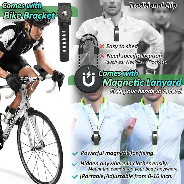 Alt view image 2 of 6 - UpgradedBody Camera with Audio & Video Recording - 64G Body Cam Mini Police Wearable Worn Bodycam - Portable Small Personal Camcorder - Sport Bike Outdoor Video Wireless Recorder (Magnetic Lanyard)