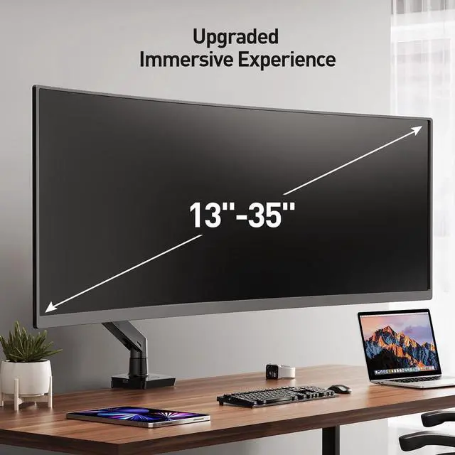 Alt view image 3 of 7 - ErGear Single Monitor Mount for 13 to 35 inches Ultrawide Screens, Holds 26.4lbs, Gas Spring Single Monitor Arm, Single Monitor Stand with Swivel, Tilt, Rotation for Home and Office, VESA 75/100mm