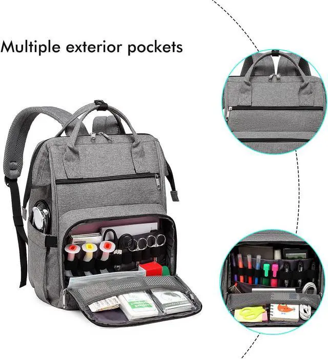 Alt view image 3 of 7 - Gatycallaty Backpack Purse for Women Work Nurse Travel Laptop Teacher Bags for Women Nurse Accessories for Work Nursing Essentials College Book Bags with Luggage Strap Ladies Large Size
