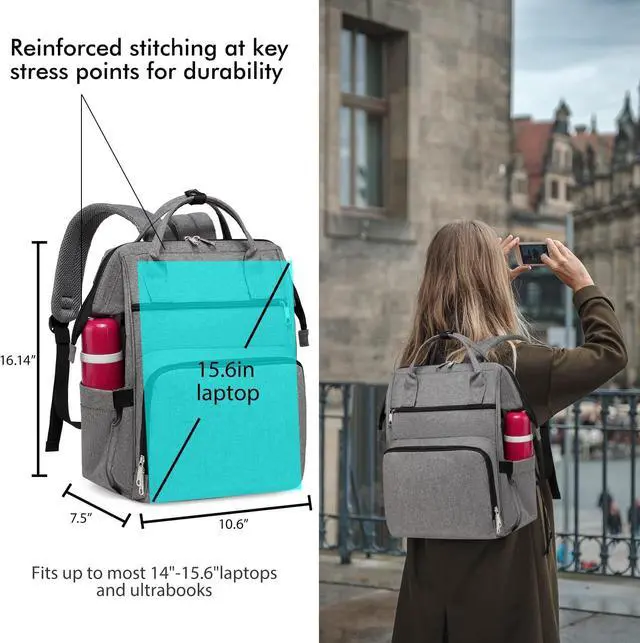 Alt view image 6 of 7 - Gatycallaty Backpack Purse for Women Work Nurse Travel Laptop Teacher Bags for Women Nurse Accessories for Work Nursing Essentials College Book Bags with Luggage Strap Ladies Large Size