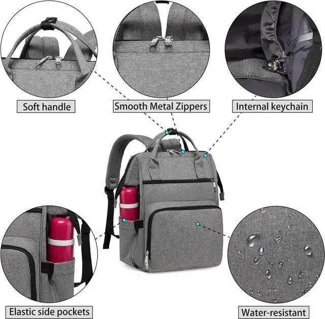 Alt view image 5 of 7 - Gatycallaty Backpack Purse for Women Work Nurse Travel Laptop Teacher Bags for Women Nurse Accessories for Work Nursing Essentials College Book Bags with Luggage Strap Ladies Large Size
