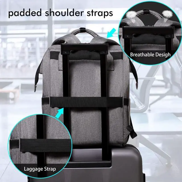 Alt view image 4 of 7 - Gatycallaty Backpack Purse for Women Work Nurse Travel Laptop Teacher Bags for Women Nurse Accessories for Work Nursing Essentials College Book Bags with Luggage Strap Ladies Large Size