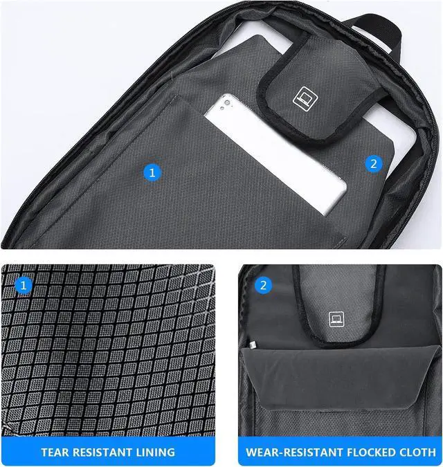 Alt view image 7 of 7 - FENRUIEN Anti Theft Laptop Backpack for Men, Expandable Water Resistant Hardshell Backpack with USB Port, Black Business Travel Computer Bag 15.6 Inch