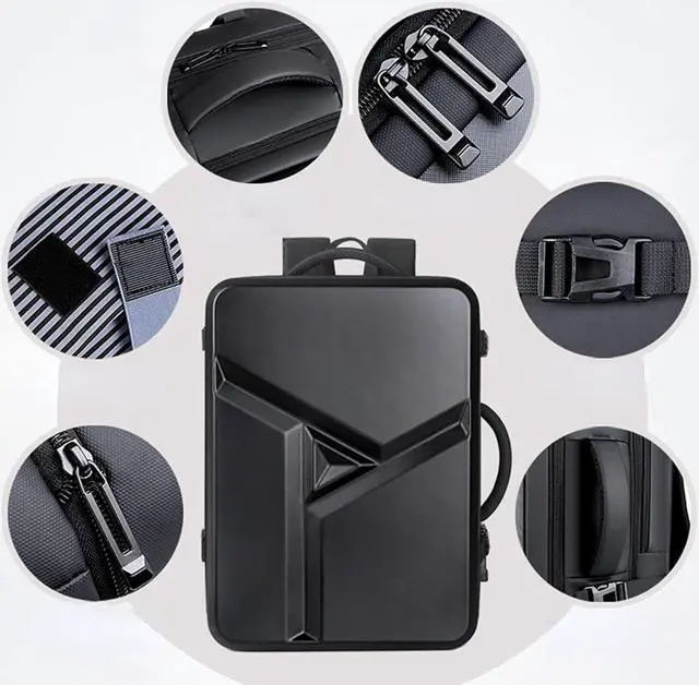 Alt view image 6 of 7 - Hard Shell Laptop Backpack for Men, 35L Expandable Business Travel Backpacks Anti Theft Gaming Computer Bag with USB Port Wet Pocket 17 Inch