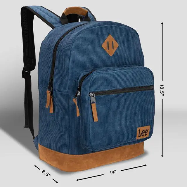 Alt view image 3 of 6 - Lee Corduroy Backpack for Boys and Girls, Authentic Jeans Company Study Daypack with Padded Laptop Sleeve Fits 15.6 Inch Notebook