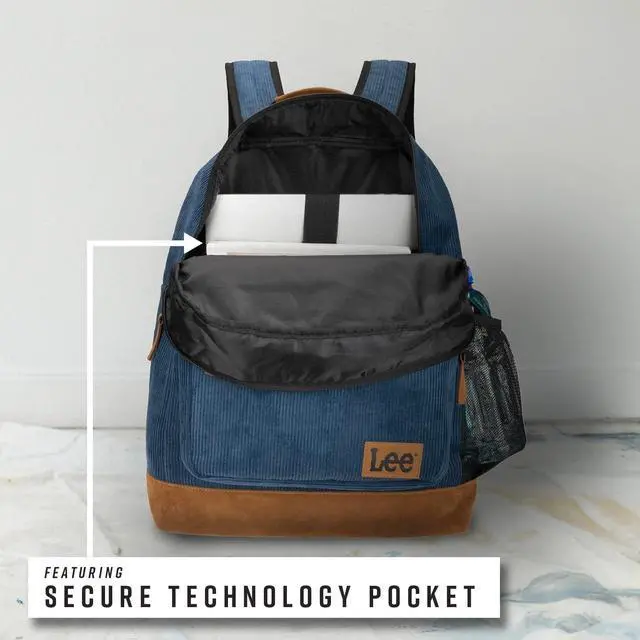 Alt view image 6 of 6 - Lee Corduroy Backpack for Boys and Girls, Authentic Jeans Company Study Daypack with Padded Laptop Sleeve Fits 15.6 Inch Notebook