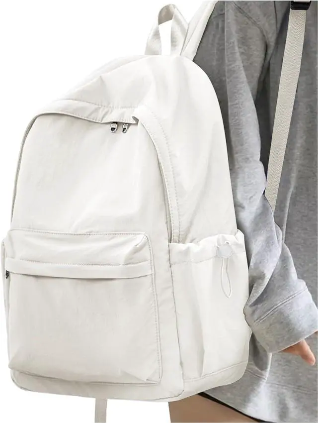 Main image of Beige Backpack for School Women Girls, Waterproof Bookbag Cute High School Backpack for Men Teen Boys, Lightweight Travel College Backpack Mochilas Escolares para
