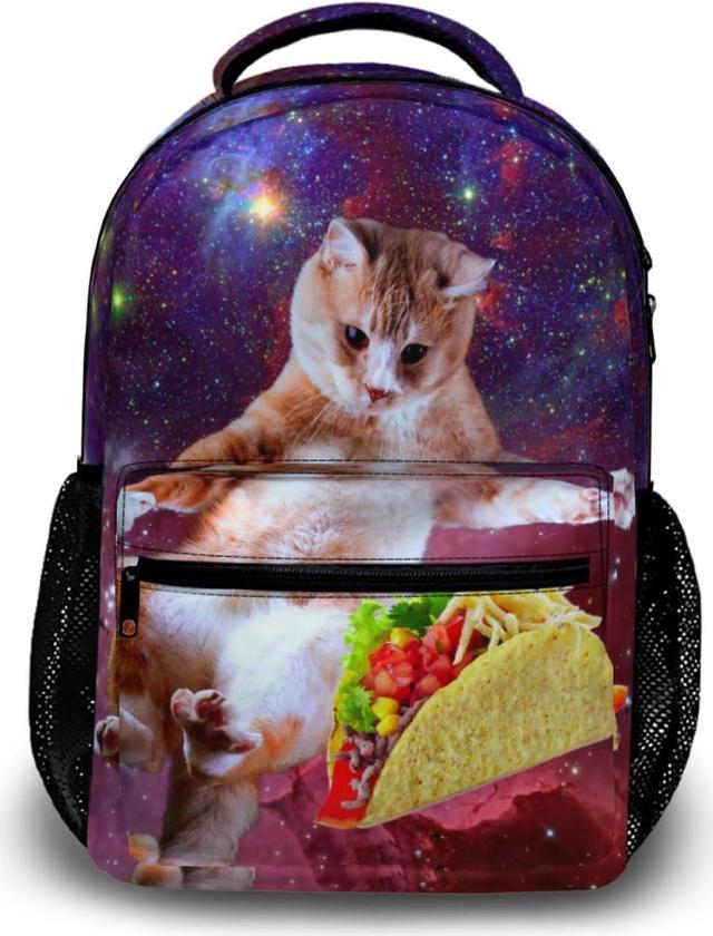 Space Taco Cat Laptop Backpack Cute Universe Galaxy Burrito Kitten College Students Bookbags Beautiful Purple Nebula School Bags Travel Computer Notebooks Daypack Newegg