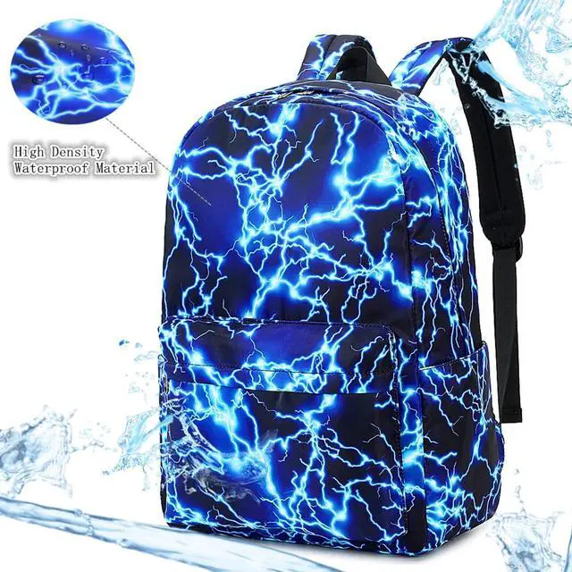 Alt view image 4 of 7 - Boy School Backpack Elementary Middle Lightning Bookbag Laptop Teenager Waterproof Lightweight 17 Inches (Suit Blue)