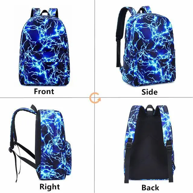 Alt view image 5 of 7 - Boy School Backpack Elementary Middle Lightning Bookbag Laptop Teenager Waterproof Lightweight 17 Inches (Suit Blue)