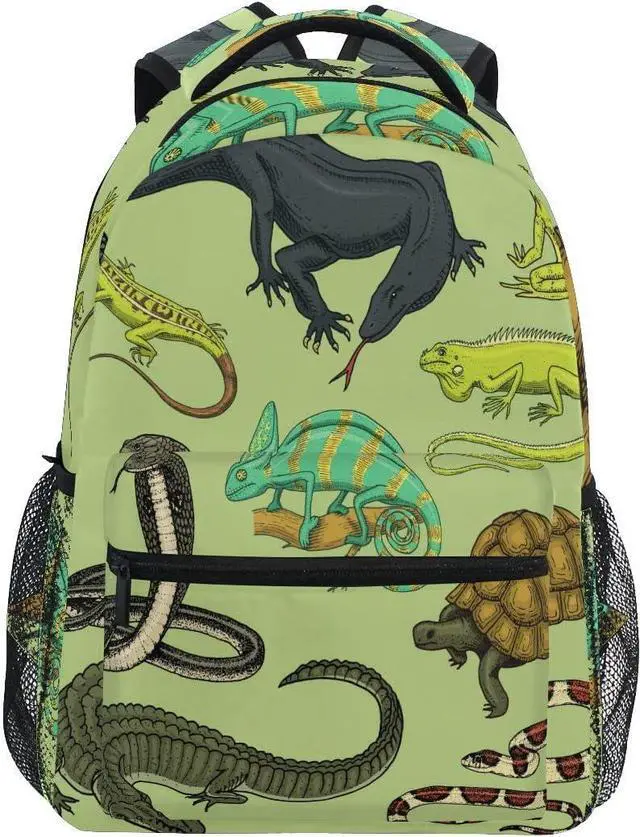 Main image of Snakes Lizard Chameleon and Turtle Animal Backpack School Bookbag Lightweight Laptop Backpack for Men Women Kids