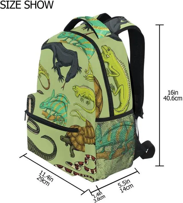 Alt view image 3 of 6 - Snakes Lizard Chameleon and Turtle Animal Backpack School Bookbag Lightweight Laptop Backpack for Men Women Kids