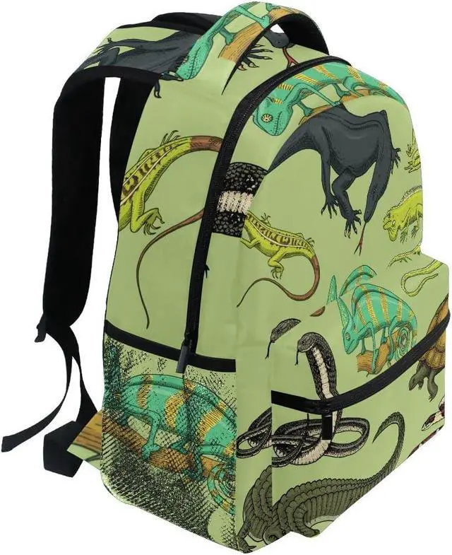 Alt view image 2 of 6 - Snakes Lizard Chameleon and Turtle Animal Backpack School Bookbag Lightweight Laptop Backpack for Men Women Kids