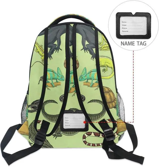 Alt view image 5 of 6 - Snakes Lizard Chameleon and Turtle Animal Backpack School Bookbag Lightweight Laptop Backpack for Men Women Kids