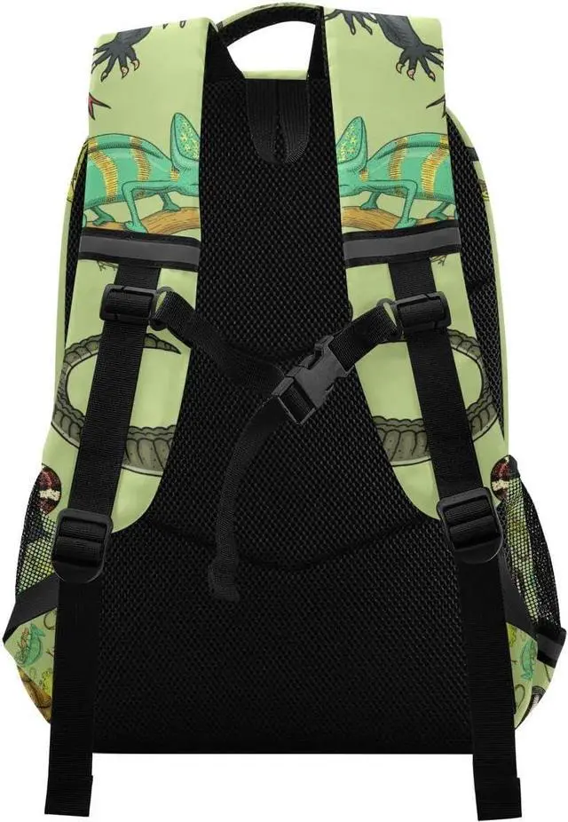 Alt view image 2 of 7 - Snakes Lizard Chameleon and Turtle Animal Backpack with Reflective Stripes, Laptop School Book Bag Lightweight Computer Backpacks for Men Women Kids