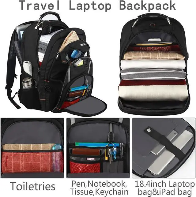 Alt view image 6 of 6 - 18.4 Inch Laptop Backpack,Extra Large Travel Backpack with RFID Anti Theft, TSA Friendly Backpack,Water Resistant,Computer Bag for Women Men Notebook&Basketball