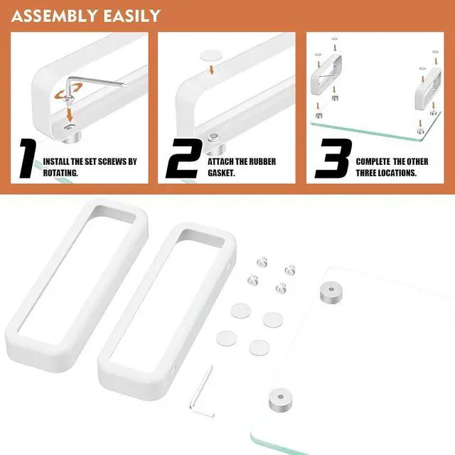Alt view image 7 of 7 - Hemudu Clear Computer Monitor Stand Riser Multi Media Desktop Stand for Flat Screen LCD LED TV, Laptop/Notebook, with Tempered Glass and Metal Legs, HD02T-001