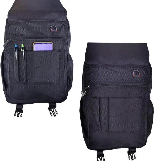 Alt view image 3 of 7 - Large Sling Bag Laptop Backpack Cross Body Messenger Bag Shoulder Travel Rucksack (C- Black)