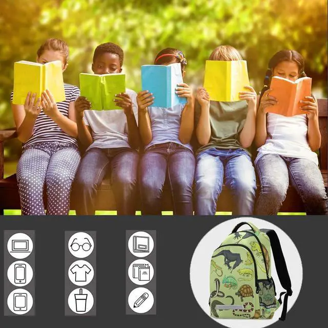 Alt view image 7 of 7 - Snakes Lizard Chameleon and Turtle Animal Backpack with Reflective Stripes, Laptop School Book Bag Lightweight Computer Backpacks for Men Women Kids