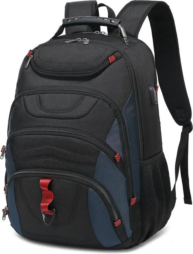 Main image of Boavan Laptop Backpack for men, 17.3 inch Laptop Bag with USB Port, Waterproof Travel Work Backpack Purse, Anti-Theft Teacher Nurse Doctor Casual Bookbags Office Business backpackBlack&Classic Navy