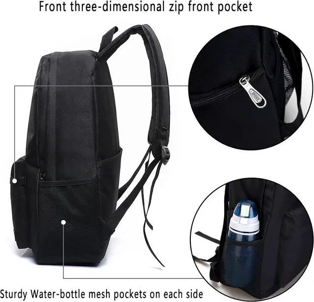 Alt view image 4 of 7 - Unisex Classic Canvas Backpack Hiking Bag Travel Daypack Bookbag Laptop Bag (Black1)