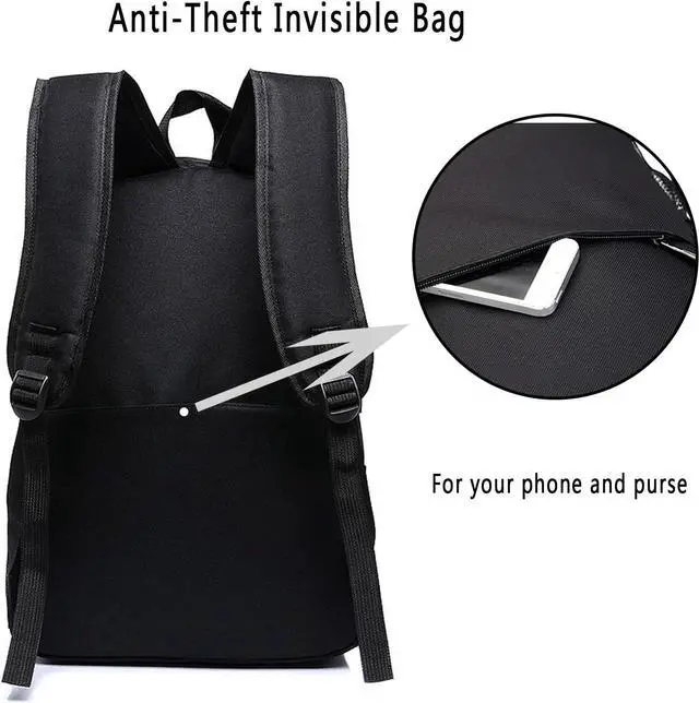 Alt view image 2 of 7 - Unisex Classic Canvas Backpack Hiking Bag Travel Daypack Bookbag Laptop Bag (Black1)