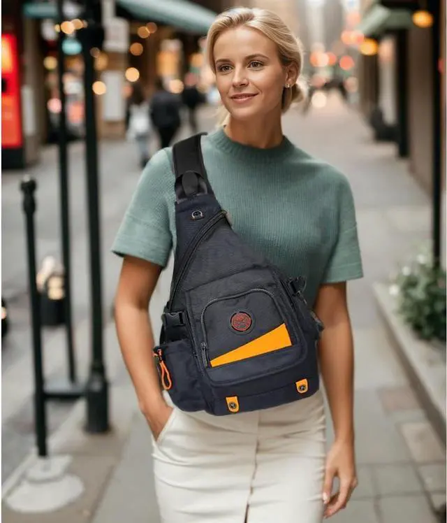 Alt view image 2 of 6 - Large Sling Bag Backpack Pack 13" 14" Laptop Bag Satchel Festival Travel Black