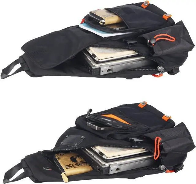 Alt view image 5 of 6 - Large Sling Bag Backpack Pack 13" 14" Laptop Bag Satchel Festival Travel Black