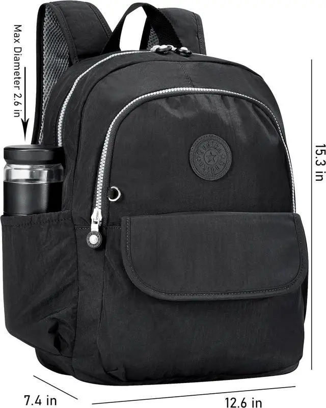 Alt view image 2 of 6 - Compact Hiking Nylon Waterproof Laptop Backpack Purse for Women and Men, Small Lightweight Travel Casual Outdoor Dayback