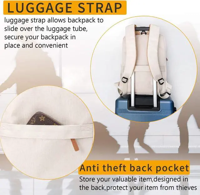 Alt view image 6 of 7 - NOBLEMAN Men's Backpack, Laptop Backpack, Waterproof travel Backpack, 15.6 Inch Laptop Backpack, Daypack, carry on backpack with USB (Beige)