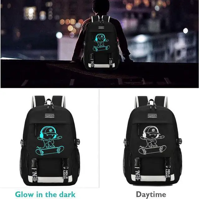 Alt view image 3 of 7 - School Backpack for Boys, Water Resistant Kids Bookbag for Middle School Bags, Travel Laptop Backpack with USB Charging Port for Men Lightweight College Bookbag, Black