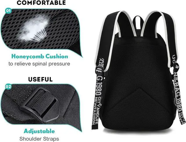 Alt view image 5 of 7 - School Backpack for Boys, Water Resistant Kids Bookbag for Middle School Bags, Travel Laptop Backpack with USB Charging Port for Men Lightweight College Bookbag, Black