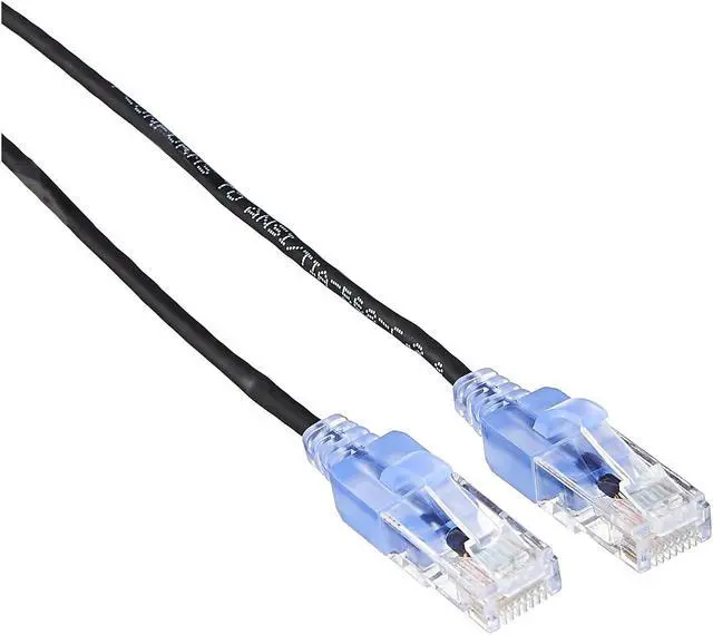 Main image of Monoprice SlimRun Cat6A Ethernet Patch Cable - Snagless RJ45 UTP Pure Bare Copper Wire 10G 30AWG 20ft Black 5-Pack