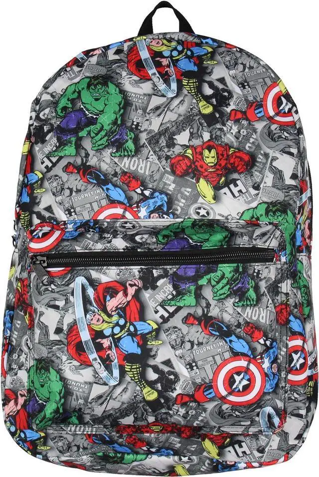 Alt view image 2 of 4 - Marvel Avengers Thor Iron Man Captain America Hulk Laptop School Backpack 17"
