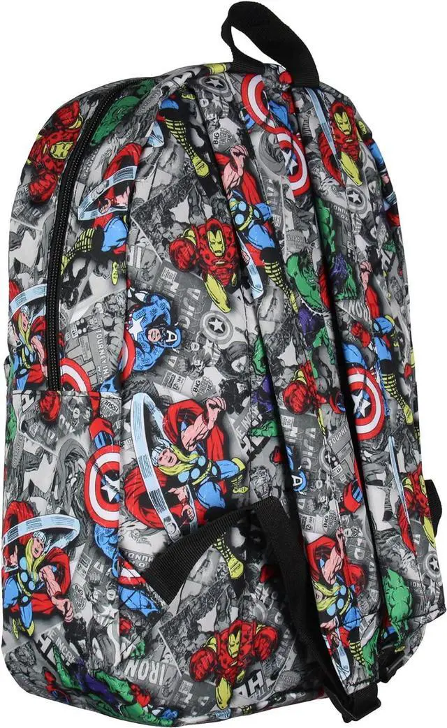 Alt view image 3 of 4 - Marvel Avengers Thor Iron Man Captain America Hulk Laptop School Backpack 17"