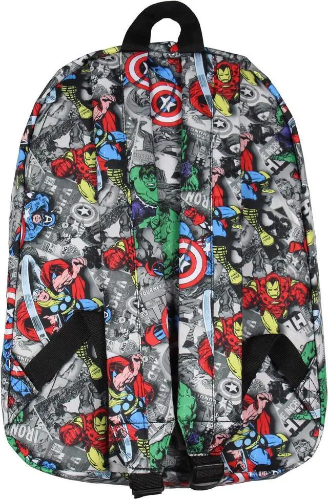 Alt view image 4 of 4 - Marvel Avengers Thor Iron Man Captain America Hulk Laptop School Backpack 17"