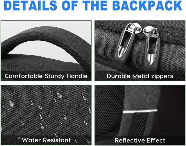 Alt view image 4 of 7 - YAMTION School Backpack for Men Women Teen Boys,Bookbag Laptop Backpack with USB Port and Headphone Jack Water Resistant College SchoolBag for School Business Travel
