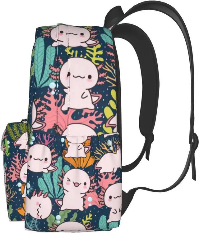 Alt view image 2 of 6 - MISOLAXI Axolotl Backpack Casual Daypacks, College Bag Laptop Backpacks, Backpacks for Boys Girls Children and Adult, with Adjustable Padded Straps