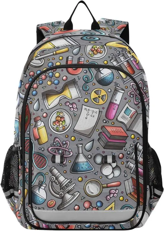 Main image of Educational Science Cartoon Cute Backpack School Bag Lightweight Laptop Backpack Student Travel Daypack with Reflective Stripes